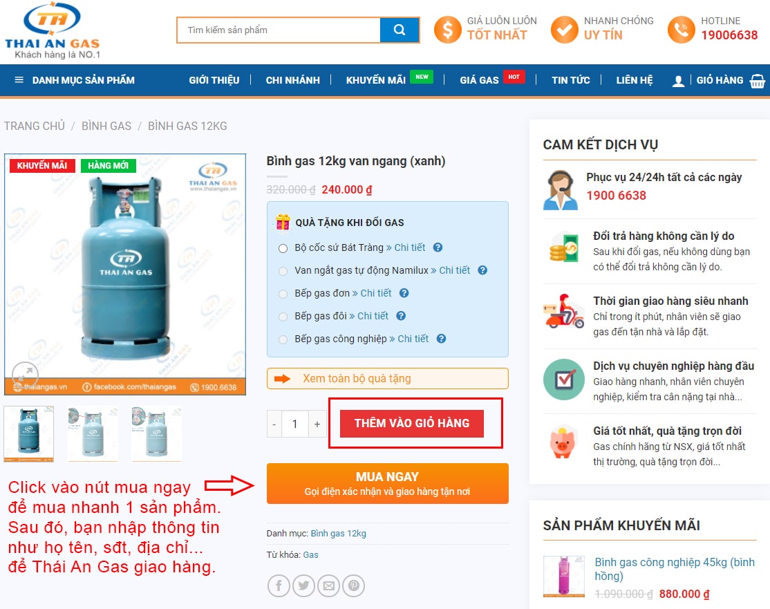 Hướng dẫn đặt mua hàng trên website thaiangas.vn